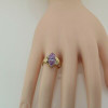 10K Yellow Gold Purple Stone and Cubic Zirconia Ring Size 8.25