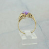 10K Yellow Gold Purple Stone and Cubic Zirconia Ring Size 8.25