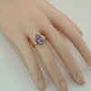 10K Yellow Gold Purple Stone and Cubic Zirconia Ring Size 8.25