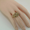 Large 14K Yellow Gold 2 ct tw Ruby and Diamond Brutalist Style Ring Size 6.25