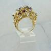 Large 14K Yellow Gold 2 ct tw Ruby and Diamond Brutalist Style Ring Size 6.25