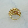 Large 14K Yellow Gold 2 ct tw Ruby and Diamond Brutalist Style Ring Size 6.25