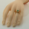 14K Yellow Gold Emerald and Diamond Ring Pear Shaped Size 6