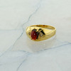 10K Yellow Gold Garnet and Diamond Mens Ring Cushion Cut Center Size 10