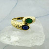 14K Yellow Gold Sapphire and Emerald Ring Size 6