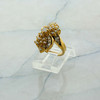 14K Yellow Gold Diamond Cluster Ring Round and Baguette Diamonds Size 2.75