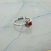 Platinum Ruby and Diamond Ring Floral Design Size 7