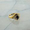 14K Yellow Gold Sapphire Ring Cushion Cut Size 6