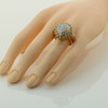 Large 14K Yellow Gold Opal and Diamond Cocktail Ring Size 8.75
