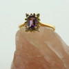 14K Yellow Gold Amethyst Diamond Halo Ring Size 6