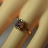 14K Yellow Gold Amethyst Diamond Halo Ring Size 6