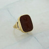 9K Yellow Gold Carnelian Seal Ring M Crescent Intaglio Size 6.5 Circa 1900