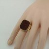 9K Yellow Gold Carnelian Seal Ring M Crescent Intaglio Size 6.5 Circa 1900