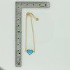 14K Yellow Gold Turquoise Heart Bracelet Adjustable, 7 inch