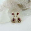 14K YG 6 ct Total Weight Ruby and Diamond Necklace and Earrings Set Circa 1970