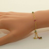 14K Yellow Gold Tourmaline Multicolor Citrine Chain Anklet Circa 1980