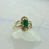 14K Yellow Gold 1.5 ct tw Emerald and Diamond Cocktail Ring Size 6.25 Circa 1990