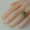 14K Yellow Gold 1.5 ct tw Emerald and Diamond Cocktail Ring Size 6.25 Circa 1990