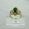 14K Yellow Gold 1.5 ct tw Emerald and Diamond Cocktail Ring Size 6.25 Circa 1990