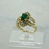 14K Yellow Gold 1.5 ct tw Emerald and Diamond Cocktail Ring Size 6.25 Circa 1990