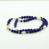 14K Yellow Gold Lapis Bead Gold and Oval Pearl Necklace Circa 1980