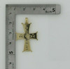 14K Yellow Gold Greek Cross Cast Decoration Incised Back Circa 1980