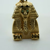 14K Yellow Gold Sphinx Pendant Faceted Tsavorite Eyes Green Garnets Circa 1990