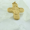 14K Yellow Gold Orthodox Crucifix Incise Decoration Front and Back Circa 1980