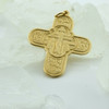 14K Yellow Gold Orthodox Crucifix Incise Decoration Front and Back Circa 1980