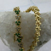 14K Yellow Gold 5 ct tw Emerald and Diamond Bracelet 7 Inch Long