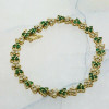 14K Yellow Gold 5 ct tw Emerald and Diamond Bracelet 7 Inch Long