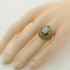 18K Yellow Gold Superior Crystal Opal and Diamond Ring Size 6.25 Circa 1950