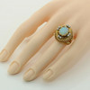 18K Yellow Gold Superior Crystal Opal and Diamond Ring Size 6.25 Circa 1950