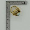 18K Yellow Gold Superior Crystal Opal and Diamond Ring Size 6.25 Circa 1950