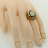 18K Yellow Gold Superior Crystal Opal and Diamond Ring Size 6.25 Circa 1950