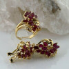 Matching Set of 14K YG 5 ct + tw. Ruby and Diamond Cocktail Ring and Earrings