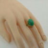 18K Yellow Gold Brutalist Green Jade Ring Size 6 Circa 1970