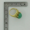 18K Yellow Gold Brutalist Green Jade Ring Size 6 Circa 1970