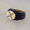 18K Yellow Gold Diamond and Lapis Lazuli "X" Ring Size 7 Circa 1980