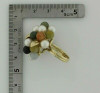 Vintage 14K Yellow Gold Multicolor Jade and Pearl Bead Ring Size 6.25