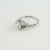 Antique 18K WG Art Deco Filigree 1/2ct Diamond and Sapphire Ring Size 6.5