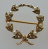 14K Yellow Gold Pearl Wreath Pin/Brooch, Vintage Circa 1920