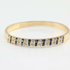 14K Yellow Gold Blue & White Sapphire Hinged Bangle Fine Quality Circa 1980