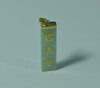 14K Yellow Gold Jadeite Pendant with 3 Gold Face Characters Circa 1990
