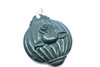 14K YG Black Onyx Carved Pendant Carving of a Lantern with a Rose Circa 1990