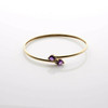 10K YG Amethyst and Diamond Accent Flexible Open Bangle Bracelet Circa 1990