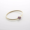 10K YG Amethyst and Diamond Accent Flexible Open Bangle Bracelet Circa 1990