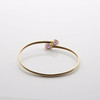 10K YG Amethyst and Diamond Accent Flexible Open Bangle Bracelet Circa 1990