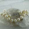 14K White Gold Pearl Necklace with 16 Inch Gold Filigree Clasp Circa 1970