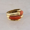 18K Yellow Gold Red Coral Ring Maker "CY" Size 6.25 Circa 1980